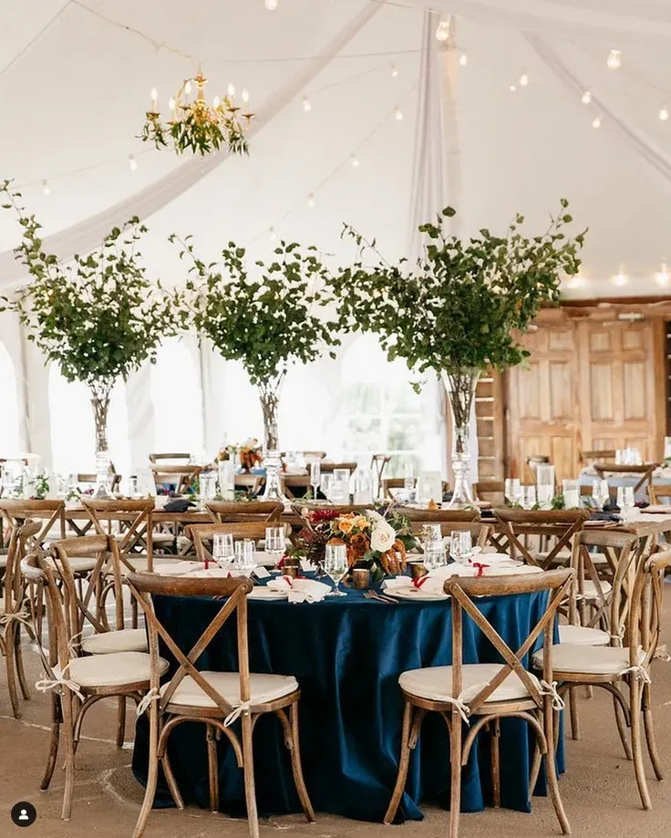 Elegant wedding reception setup at a Virginia farm venue